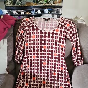 Stylish Polka Dot Dress - Red and Brown